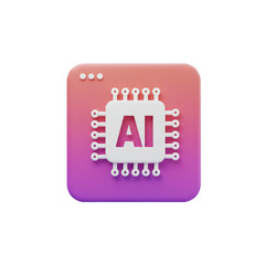 A stylized illustration depicts an artificial intelligence concept with a central processor chip featuring the letters AI, suggesting advanced technology.