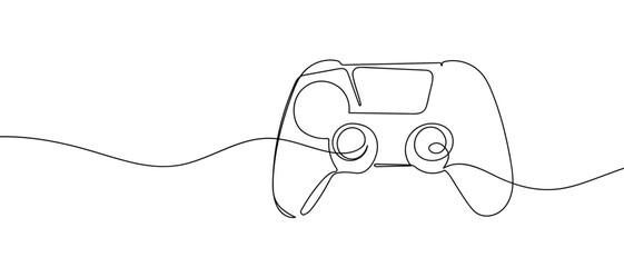Game Controller Continuous Line Art Vector Illustration Editable Stroke