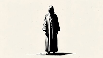 Mysterious Figure in Hooded Robe - Shadowy Silhouette