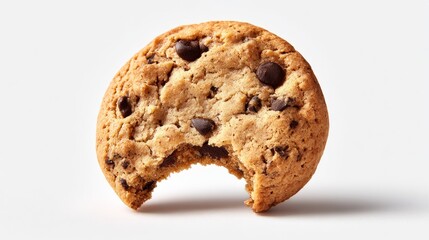 Single bitten chocolate chip cookie