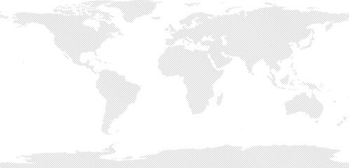 World vector map with forward diagonal line fill (PPT-compatible & fully editable)  © Terry