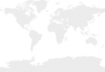 Obraz premium World vector map with forward diagonal line fill (Miller cylindrical projection, PPT-compatible & fully editable) 