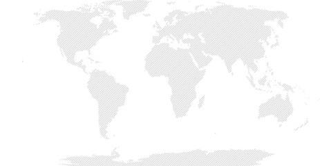 World vector map with backward diagonal line fill (Natural earth projection, PPT-compatible & fully editable)	