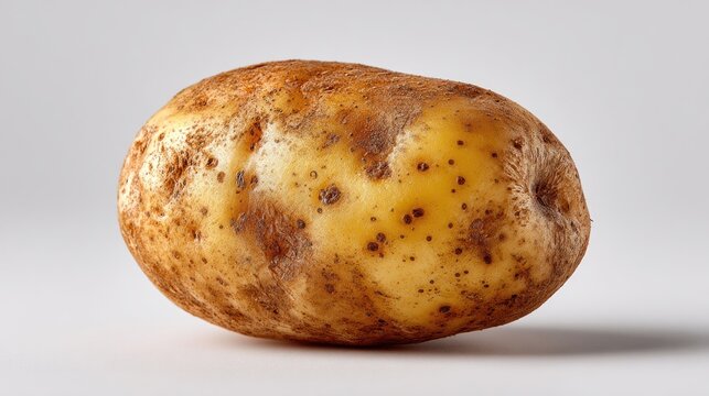 Single potato against plain background