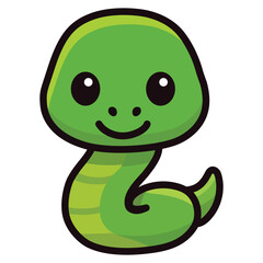 Cute Cartoon Green Snake Mascot with Big Eyes and Smile