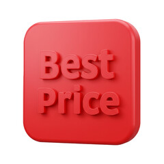 A vibrant red three-dimensional sign displays the words "Best Price" in a bold, eye-catching font, perfect for promotional materials.