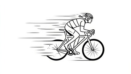 Cyclist Riding a Road Bike - Vector Illustration