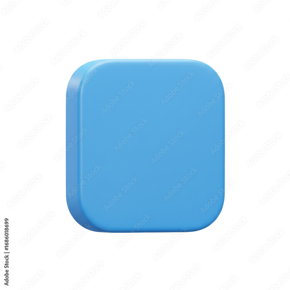 Aufkleber a smooth, rounded, three-dimensional, light-blue square shape floats, offering a simple and modern d