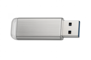 Silver usb flash drive with transparent background