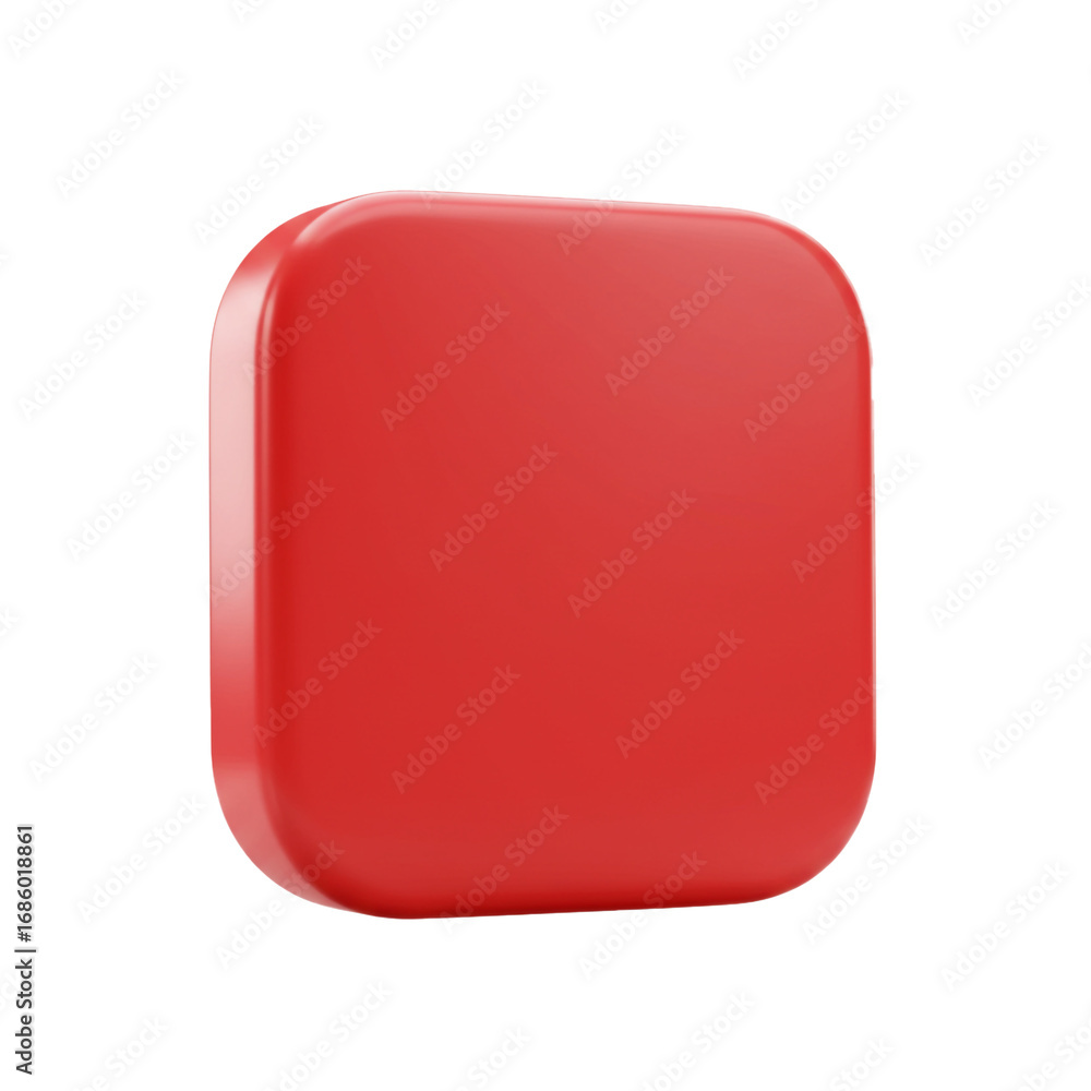 Aufkleber a glossy, rounded square shape in vibrant red presents a modern design element, perfect for digital 