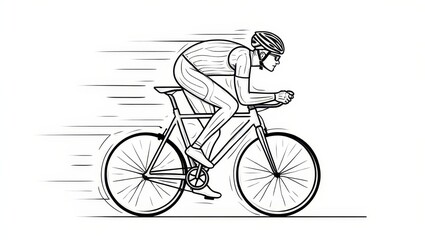 Obraz premium Cyclist in Motion - Black and White Illustration