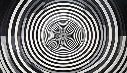 Abstract black and white concentric spiral