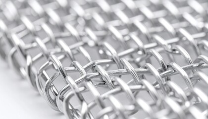 Close-up of Silver Metal Mesh Texture