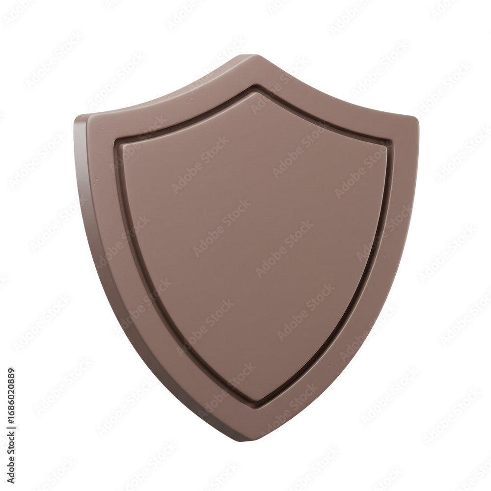 Poster a three-dimensional rendered shield with a simple, elegant design, perfect for representing protecti