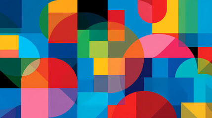 Colorful Geometric Composition with Circles and Squares