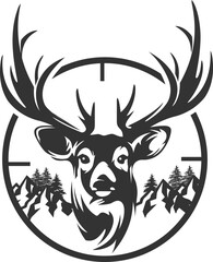 hunting Deer Duck and fish minimalist logo design	
