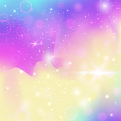 Princess Invitation. Purple Magic Pattern. Kawaii Gradient. Holographic Abstract Invite. Pink Fantasy Background. Blue Magical Hologram. Fairy Texture. Neon Princess Invitation.