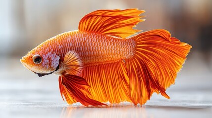 Fototapeta premium Vivid orange-and-white betta fish