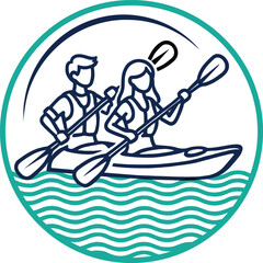 kayaking on the river logo design