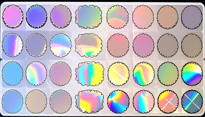 Holographic Blank Stickers Sheet with Prismatic Circles
