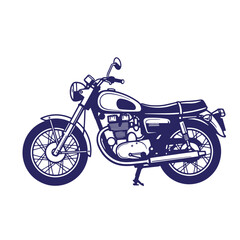 Obraz premium Vintage motorcycle illustration in retro dark blue with white background for graphic design
