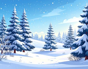 Snowy winter forest landscape