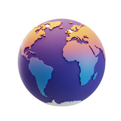 Naklejka premium A vibrant, stylized illustration of planet Earth showcasing continents with bold colors and a smooth, gradient effect, perfect for global concepts.