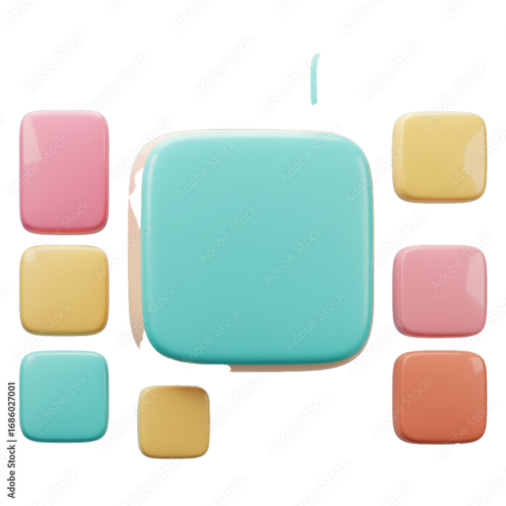 Aufkleber a collection of colorful, rounded square shapes in various pastel hues, arranged in a visually appea
