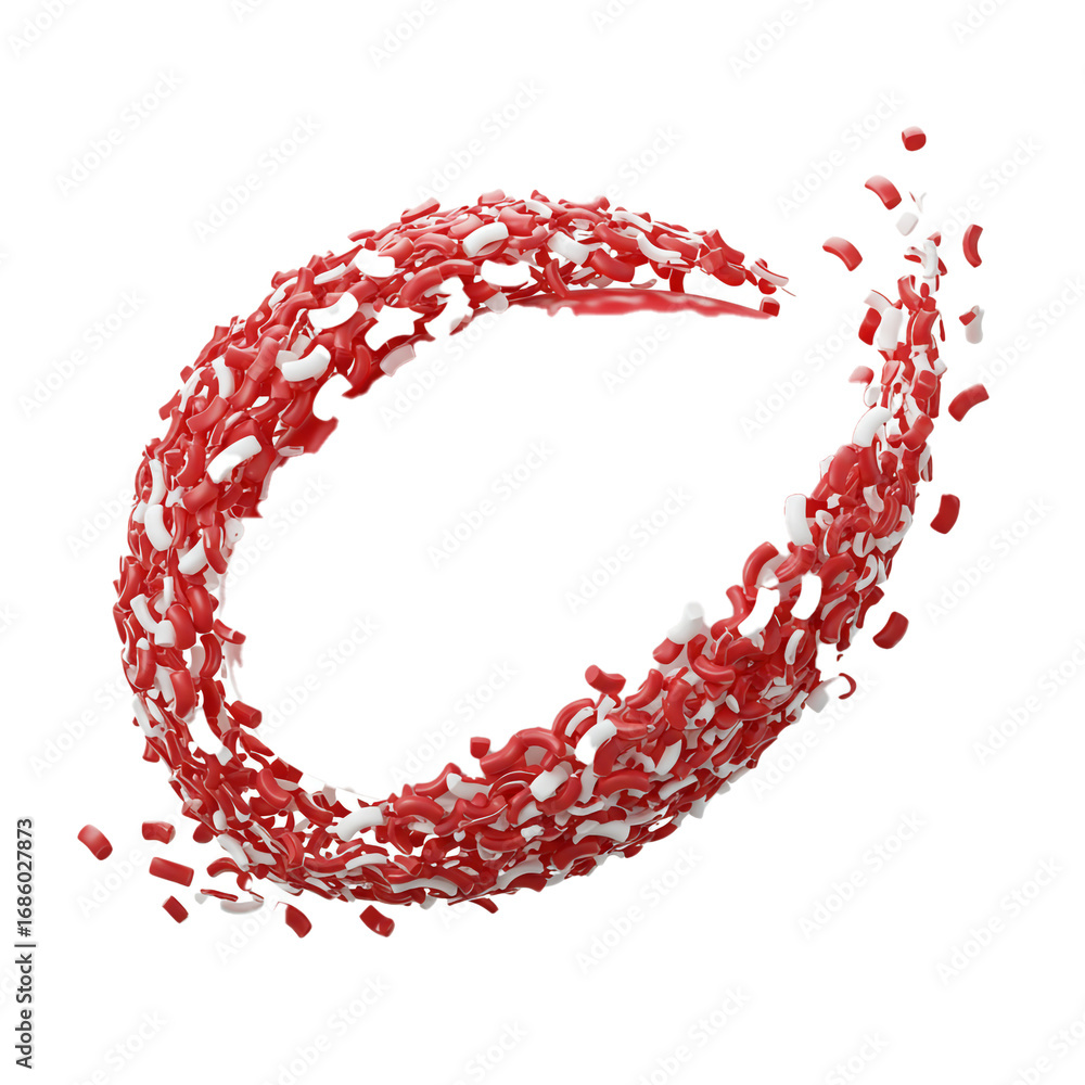 Aufkleber a dynamic swirl of red and cream-colored shapes forms a captivating circular design, creating a sens