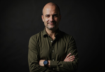 Obraz premium Confident transportation coordinator posing near a dispatch office