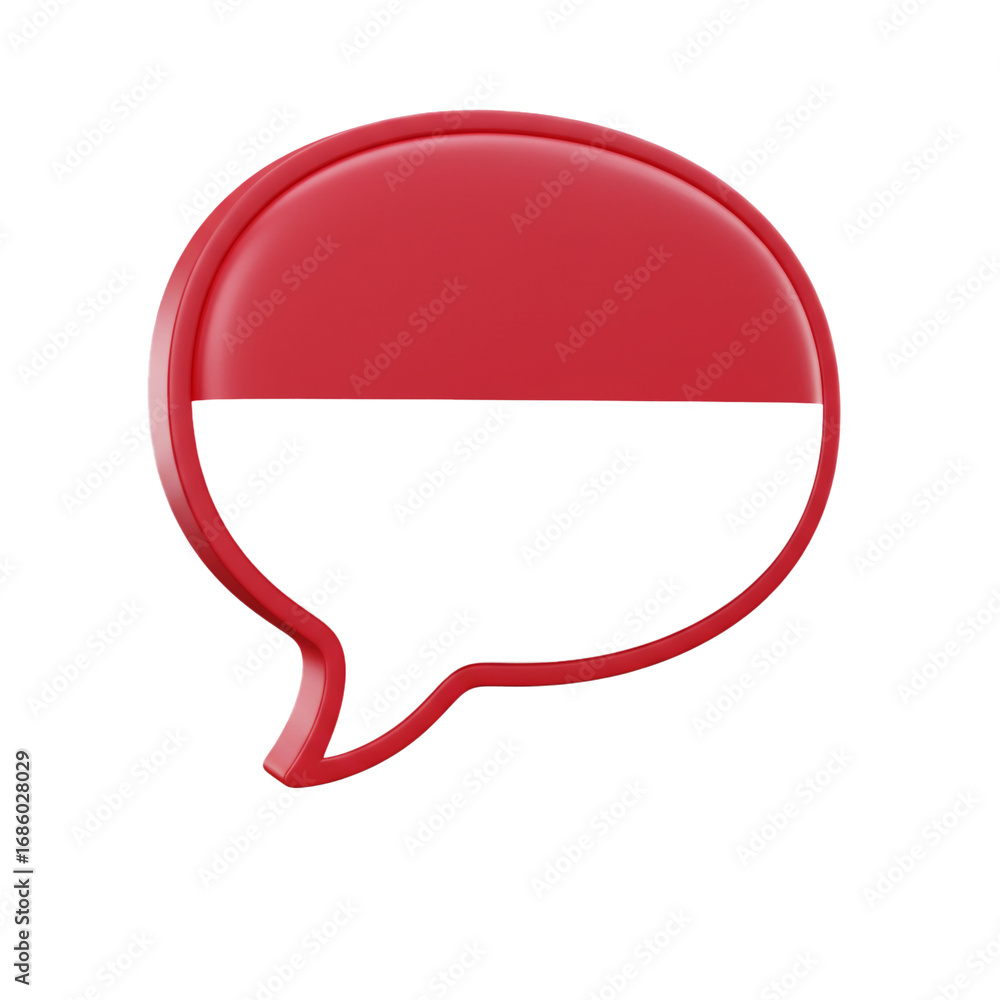 Fototapete A glossy, three-dimensional speech bubble rendered in red, featuring a two-tone design with a distinct upper and lower section.