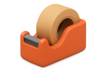 Orange Desk Tape Dispenser on Transparent Background
