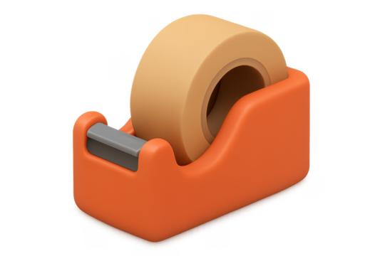 Orange Desk Tape Dispenser on Transparent Background