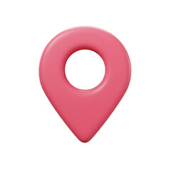 A glossy, three-dimensional pin icon, rendered in a vibrant pink hue, signifying location and direction, perfect for navigation.