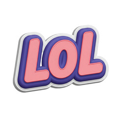 A vibrant, three-dimensional text graphic spelling out the acronym LOL, perfect for expressing amusement and laughter in digital communication.