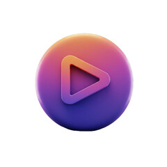A vibrant, three-dimensional play button icon, rendered with a smooth gradient, representing multimedia and digital content.