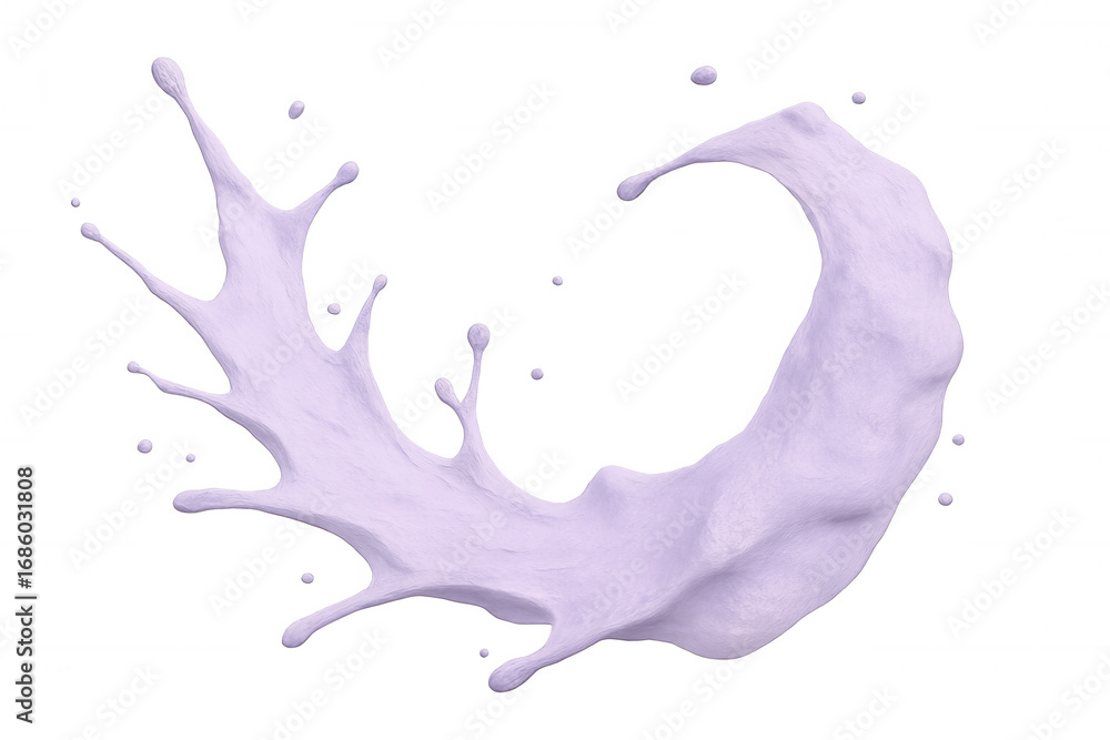 Poster lavender splash creating a dynamic swirling shape, perfect for adding a touch of color and movement 