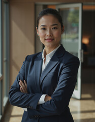 Confident transit scheduler standing near operations center entrance