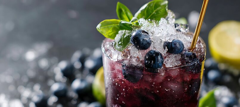 Refreshing blueberry mojito cocktail recipe with lime and basil for summer party drink ideas recipe