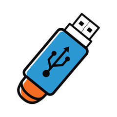 USB flash drive icon for technology and data transfer concept