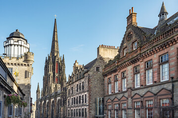 Naklejka premium The Tolbooth Kirk, now known as The Hub in the Old Town of Edinburgh, Scotland, UK. Originally called Highland Tolbooth St John's Church is now used for cultural events.