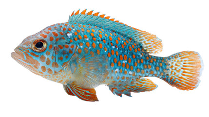 Naklejka premium Ocean Life Photography: Stunning ocean life photography with vibrant fish, coral reefs, and marine animals, isolated on a Transparent background, PNG file.