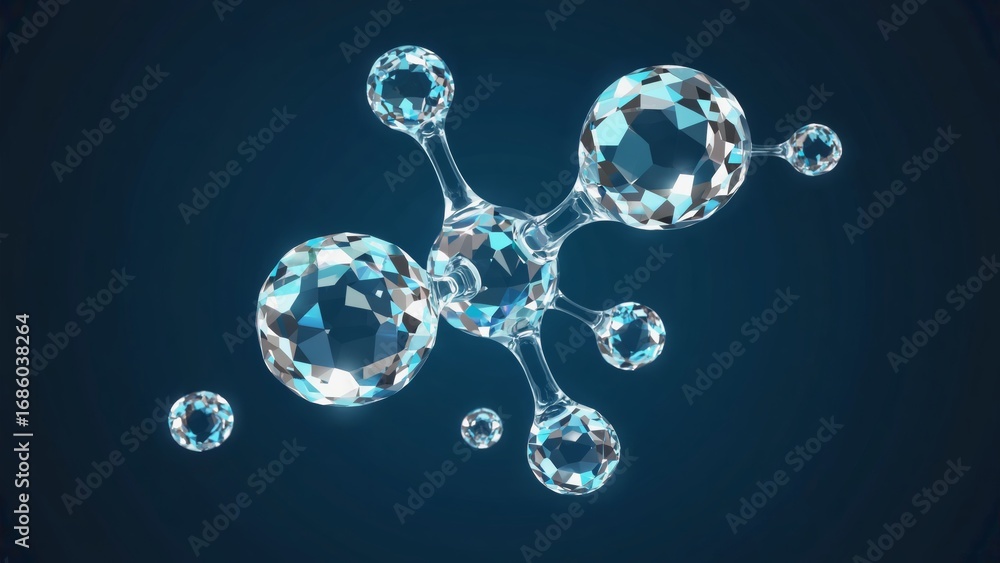 Poster this molecular structure animation showcases a clear model with intricate details and reflections, r