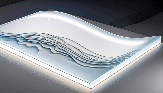 Luminous Resin Wave Panel: Minimalist Modern Art Sculpture