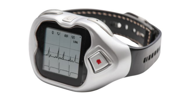 State-of-the-art heart rate monitor with wireless capabilities, isolated on a Transparent background, PNG file.