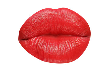 Female lips with red lipstick isolated on white