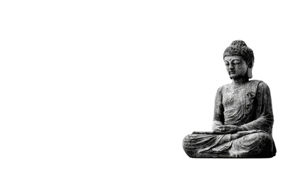 Stone statue of Buddha, isolated on a Transparent background, PNG file.