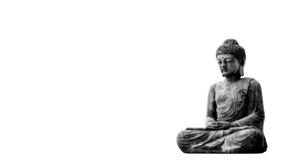 Stone statue of Buddha, isolated on a Transparent background, PNG file.