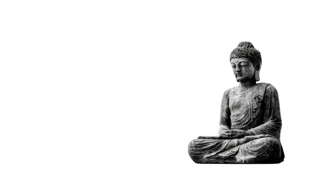 Stone statue of Buddha, isolated on a Transparent background, PNG file. - Powered by Adobe