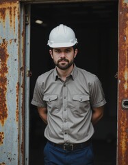 Maintenance supervisor standing near a utility access area, ready for work